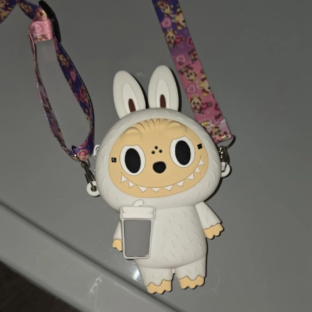 (J52) Labubu White Silcone Bag  with Pink Strap